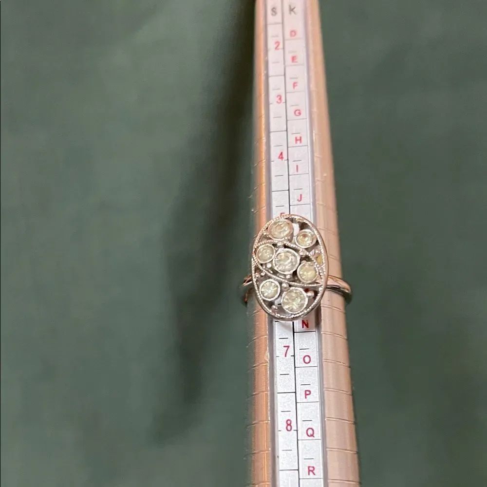 Vintage Sarah Coventry Elegant Adjustable Silver Tone Ring with Clear Stones